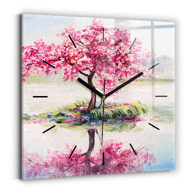 Horloge murale carrée Mosaïque d'un arbre