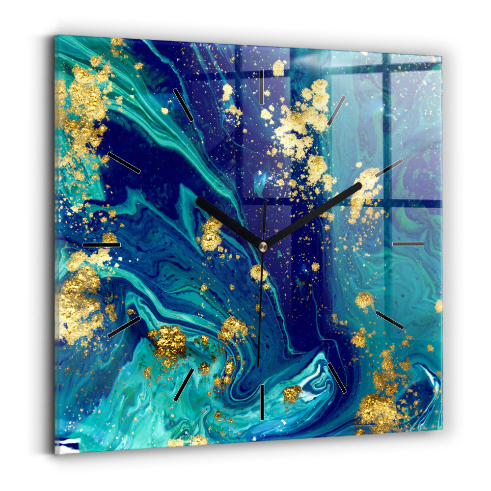 Horloge carrée en verre Abstraction moderne