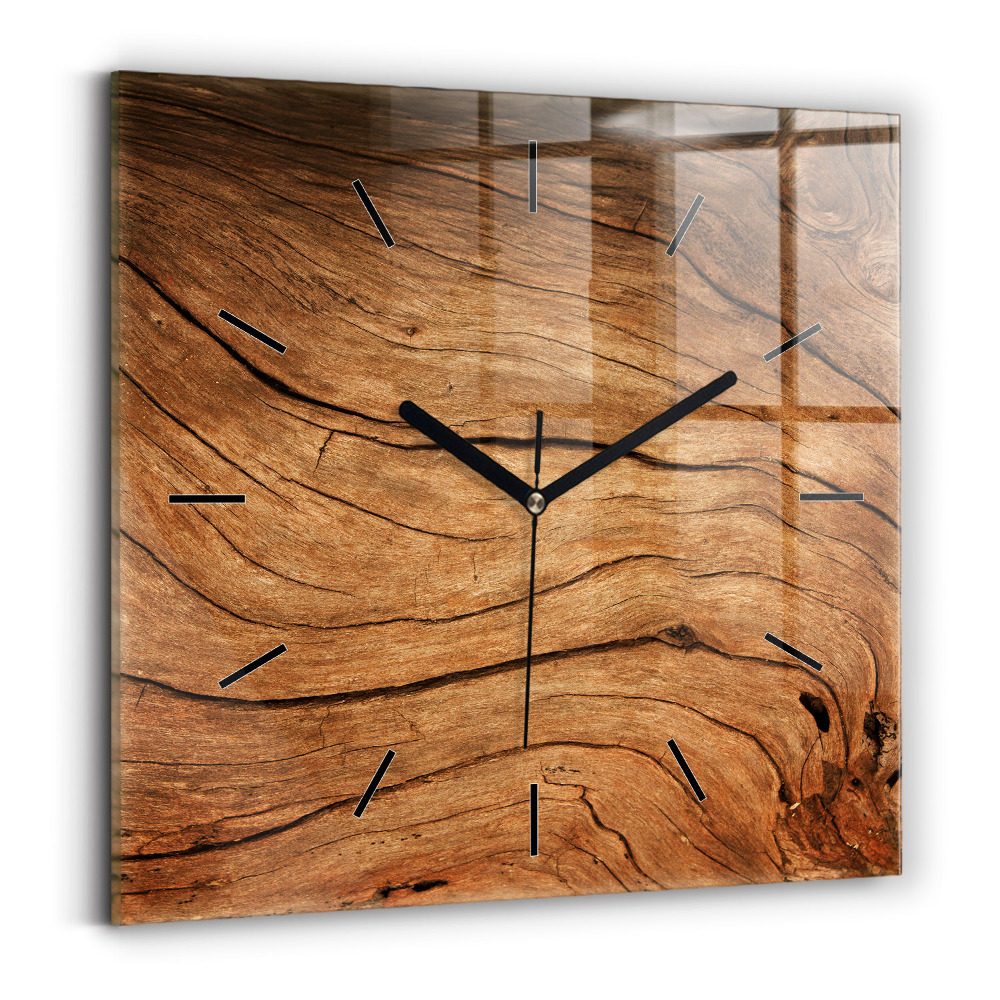 Pendule carrée en verre Vieux bois