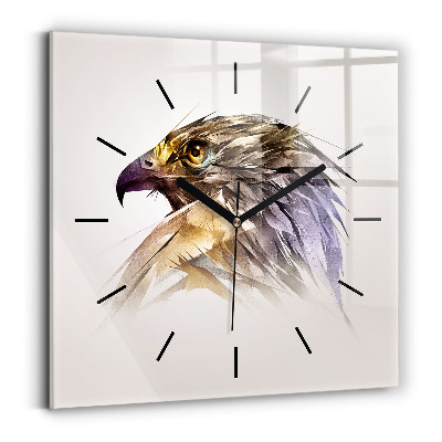 Horloge carrée en verre Oiseau de proie
