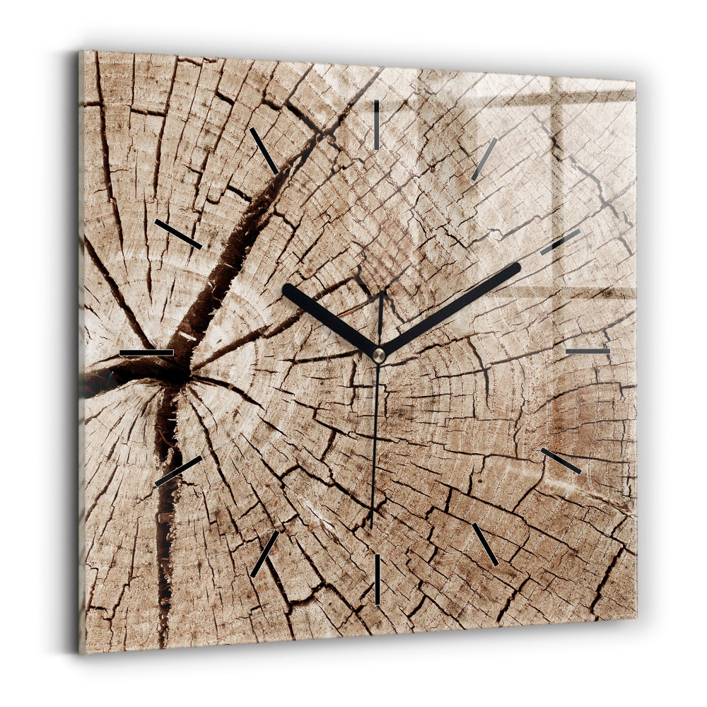 Horloge murale carrée Tronc en bois ancien