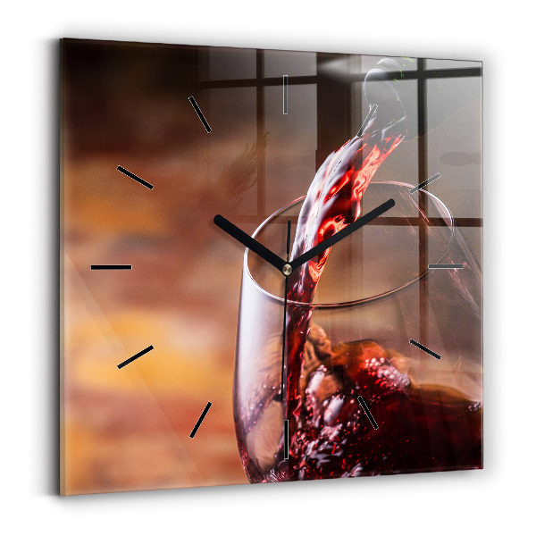 Pendule carrée en verre Verre de vin rouge