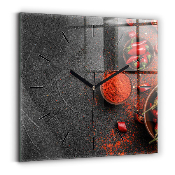 Horloge murale carrée Poivrons rouges