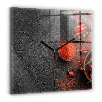 Horloge murale carrée Poivrons rouges