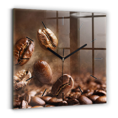 Horloge carrée en verre Grains de café
