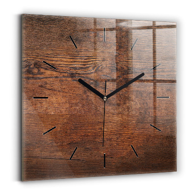 Pendule carrée en verre Vieux bois