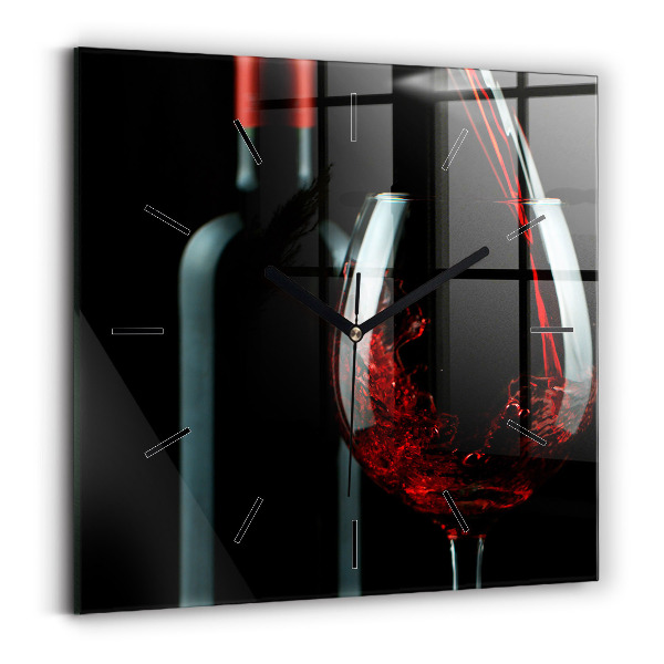 Pendule carrée en verre Bouteille de vin