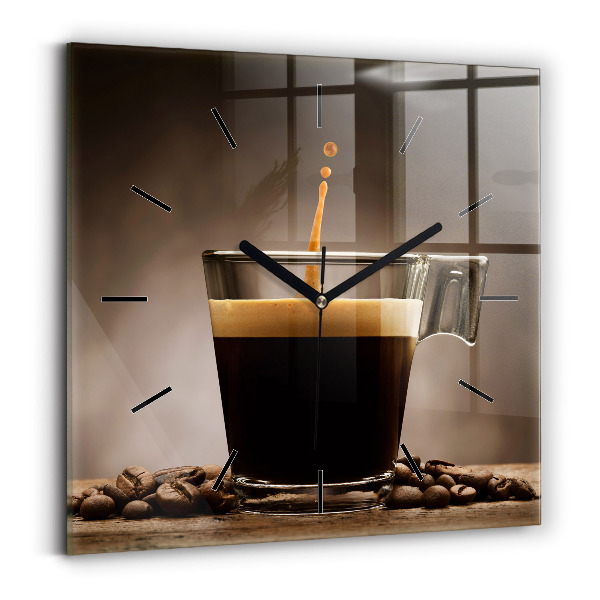 Pendule carrée en verre Tasse de café