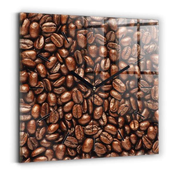 Horloge carrée en verre Grains de café