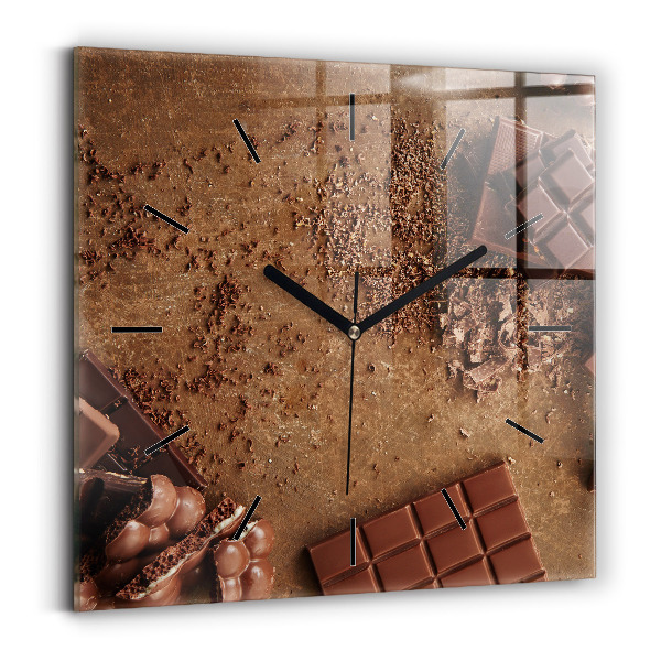 Pendule carrée en verre Tablettes de chocolat