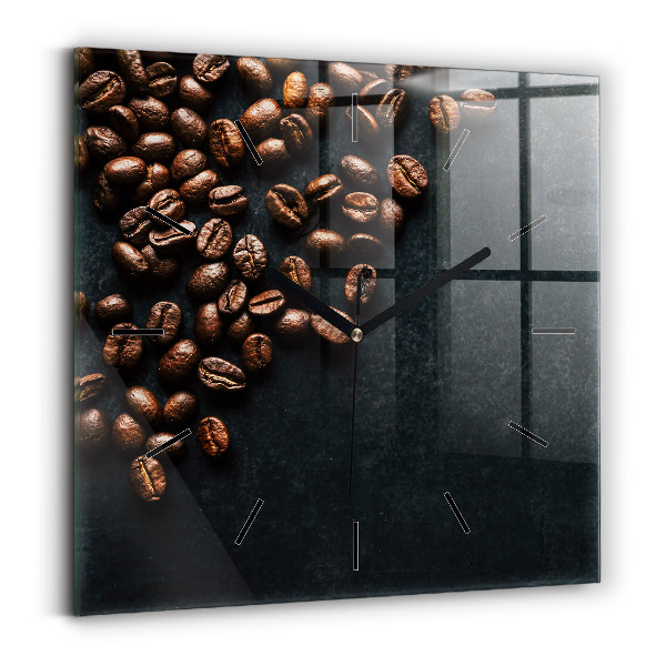 Horloge murale carrée Grains de café