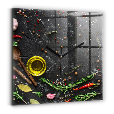 Pendule carrée en verre Épices sur le comptoir