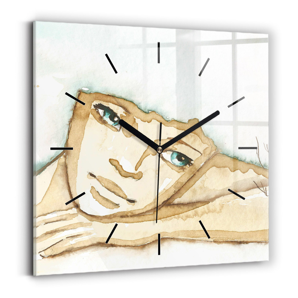 Horloge murale carrée Portrait de femme