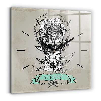 Horloge murale carrée Tête de cerf
