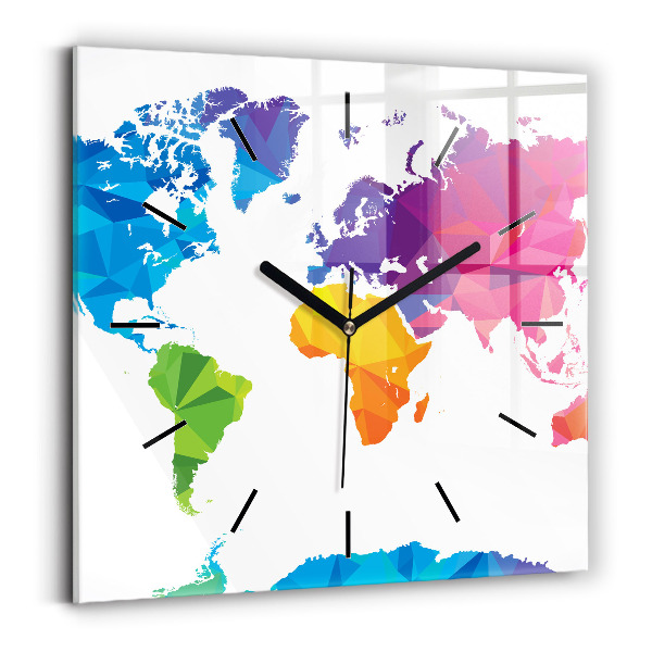 Horloge murale carrée Carte du monde abstraite