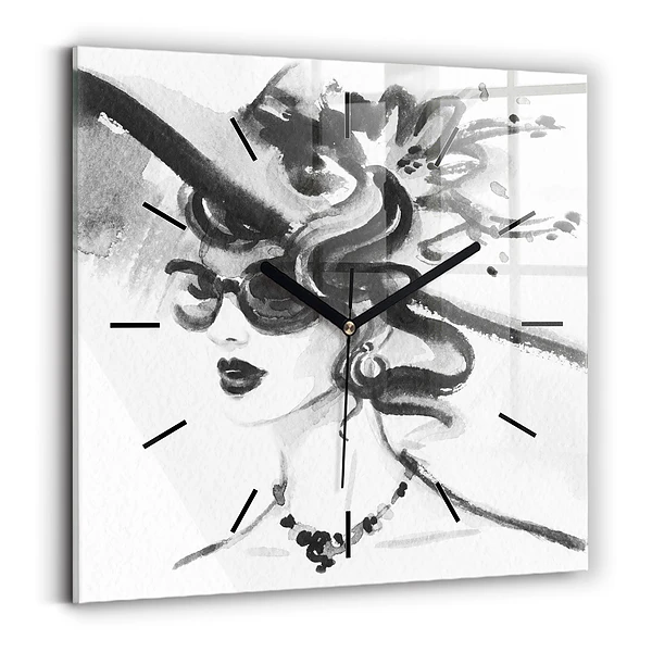 Horloge murale carrée Femme à la mode