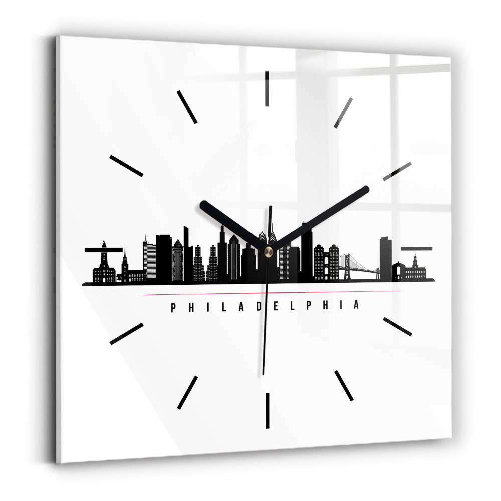Horloge carrée en verre Illustration Philadelphie
