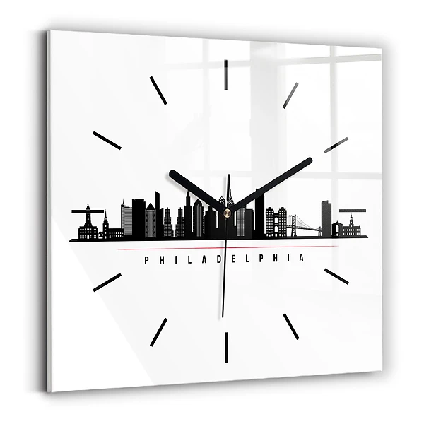 Horloge carrée en verre Illustration Philadelphie