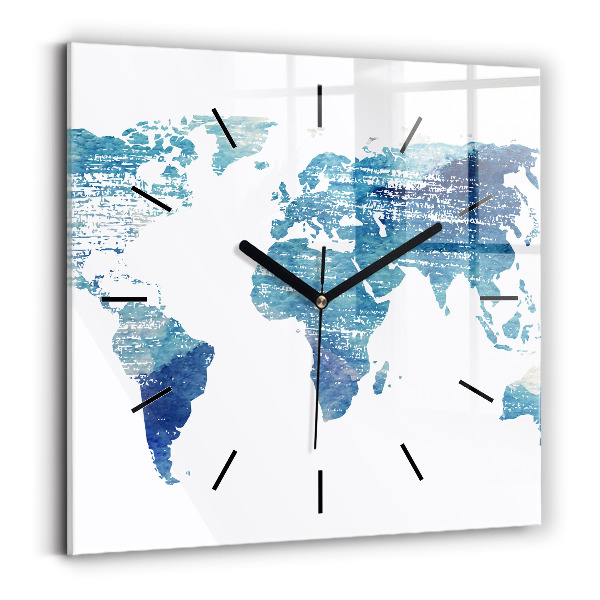 Horloge murale carrée Carte du monde