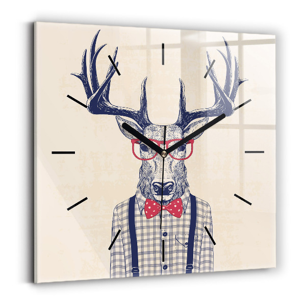 Horloge carrée en verre Cerf en chemise