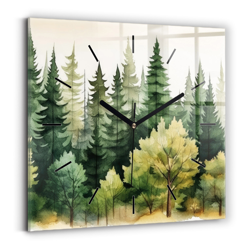Pendule carrée en verre Paysage forestier
