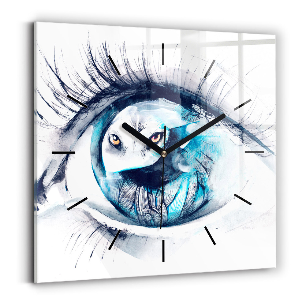 Horloge murale carrée Illustration d'un œil de loup