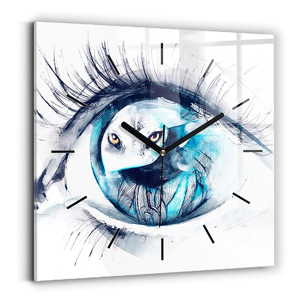 Horloge murale carrée Illustration d'un œil de loup