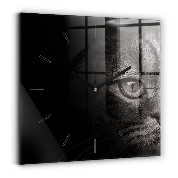 Pendule carrée en verre Chien et chat écossais