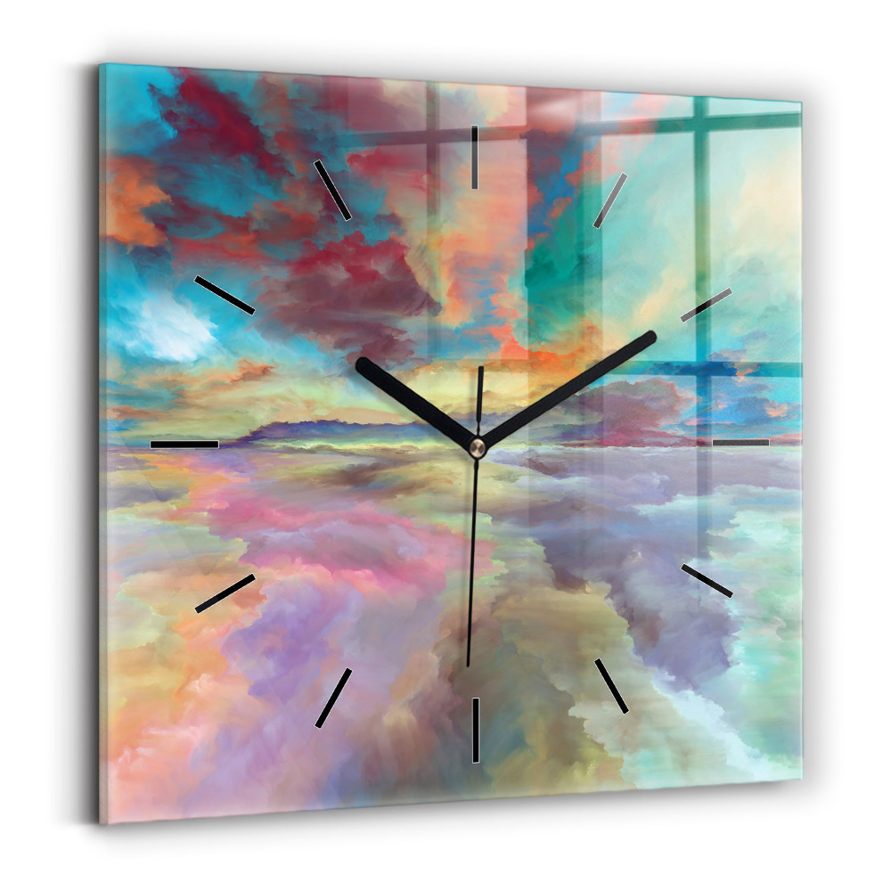 Horloge carrée en verre Paysage abstrait