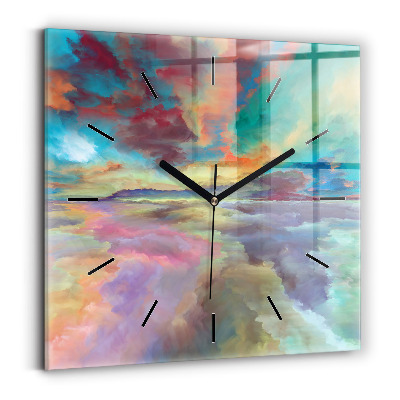 Horloge carrée en verre Paysage abstrait