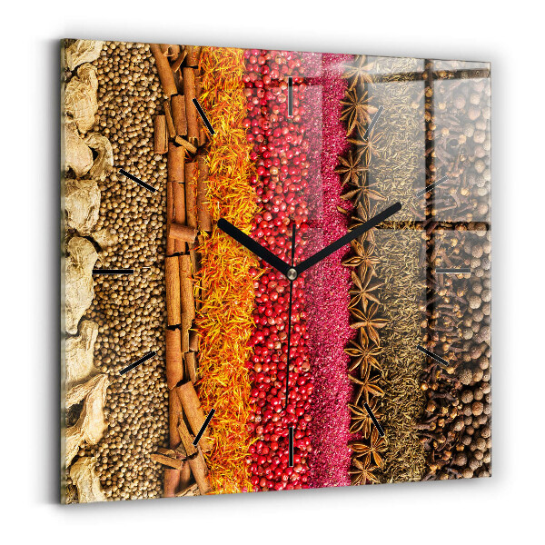 Horloge carrée en verre Rangées d'épices