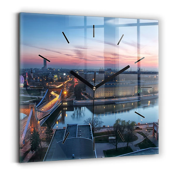 Horloge carrée en verre Wroclaw vue d'un drone