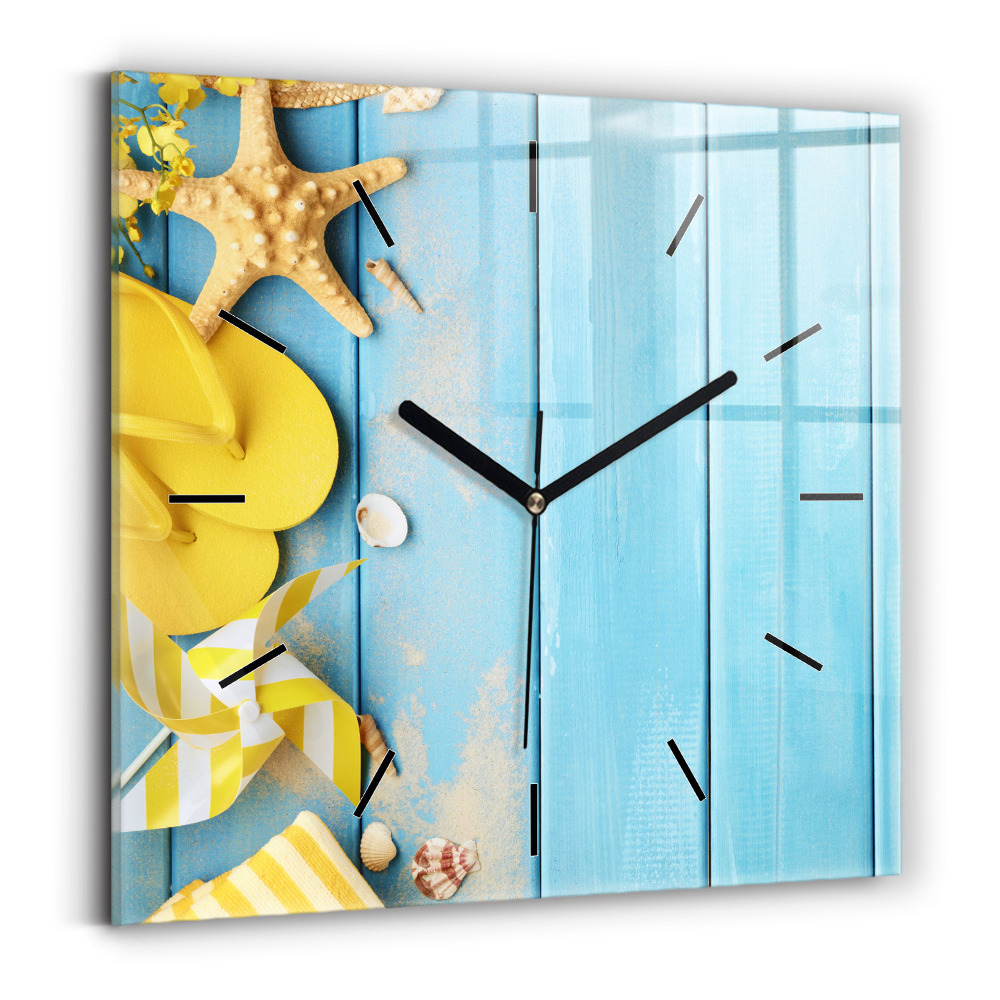 Horloge murale carrée Accessoires de plage et planches