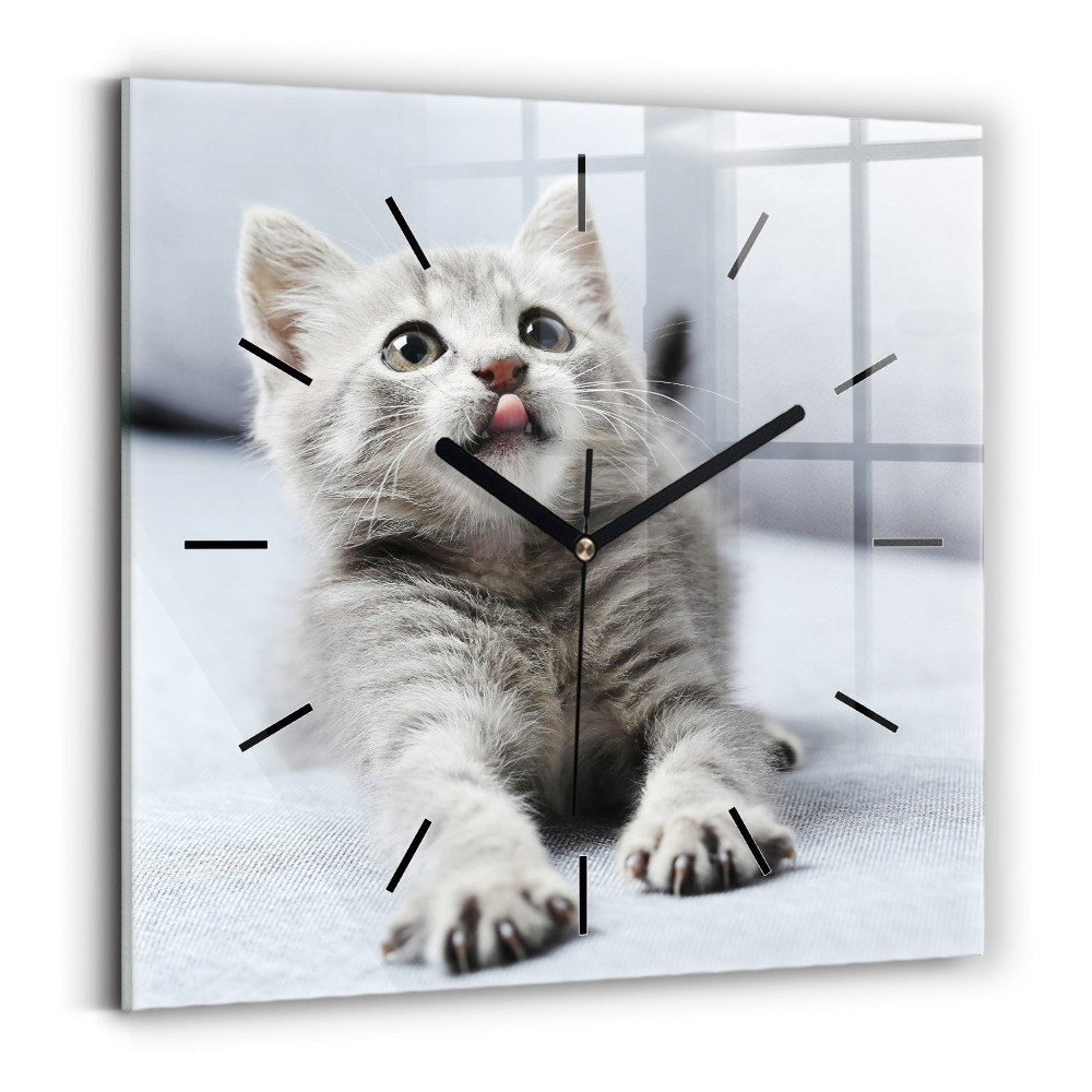 Horloge murale carrée Chat sur un canapé