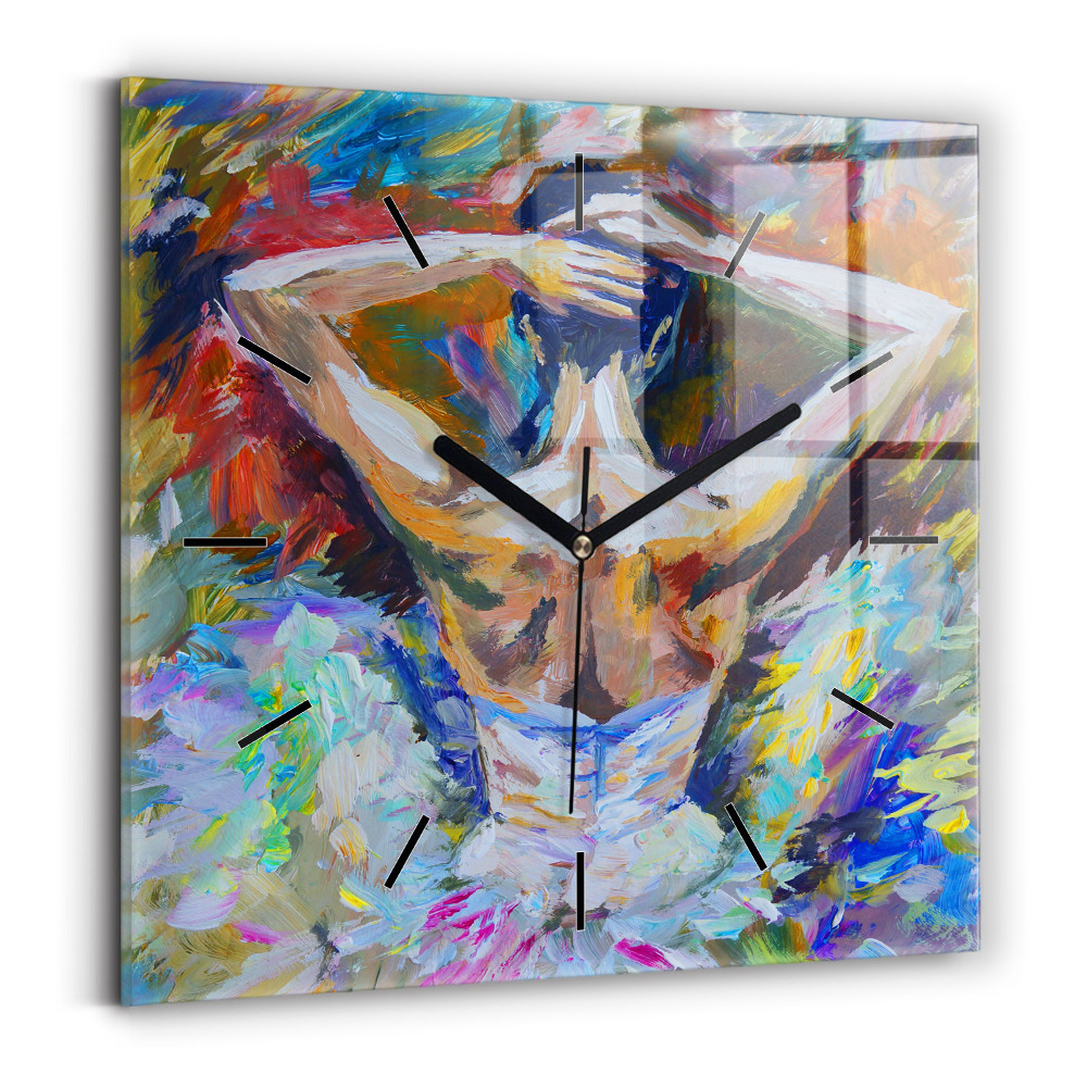 Horloge murale carrée Ballerine peinte