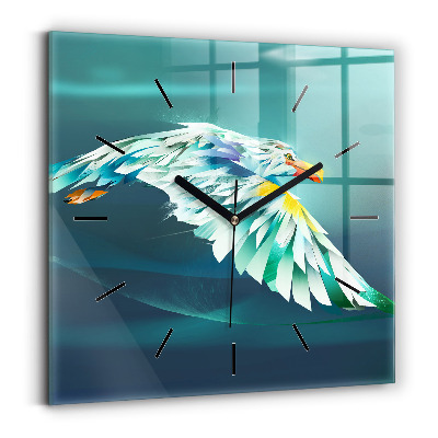 Horloge murale carrée Image d'un aigle en vol
