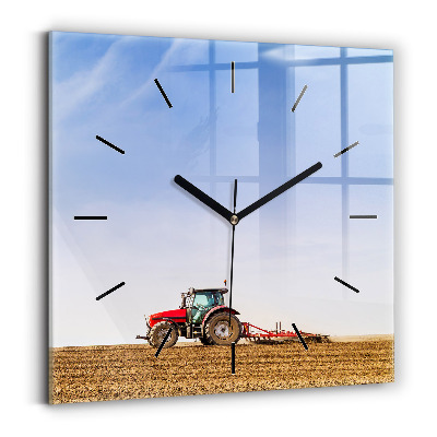 Horloge murale carrée Agriculteur dans un tracteur
