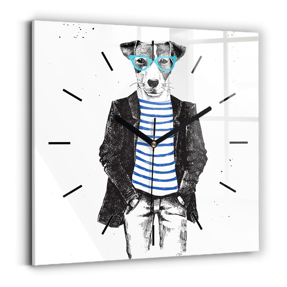 Horloge carrée en verre Chien dans un corps humain