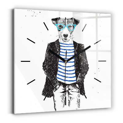 Horloge carrée en verre Chien dans un corps humain