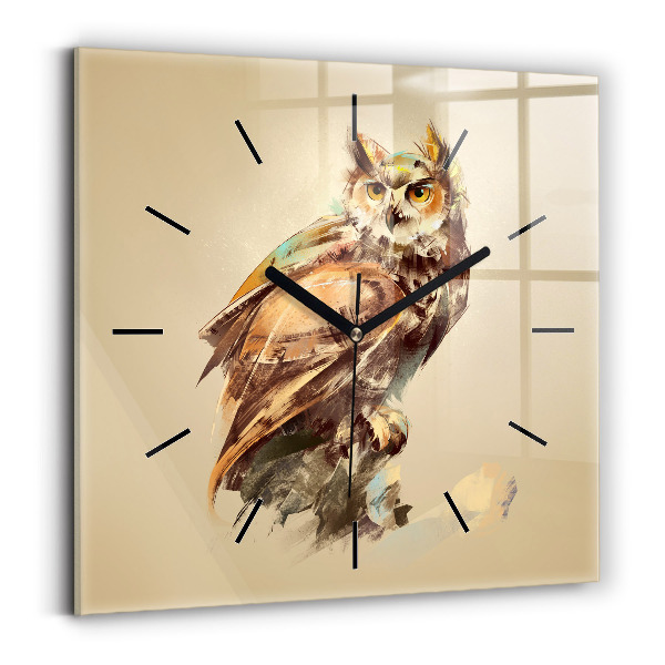 Horloge murale carrée Hibou - un signe de sagesse