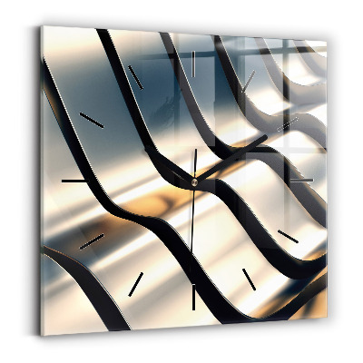 Pendule carrée en verre Motif argenté