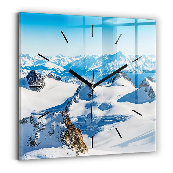 Horloge murale carrée Skieur dans les Alpes
