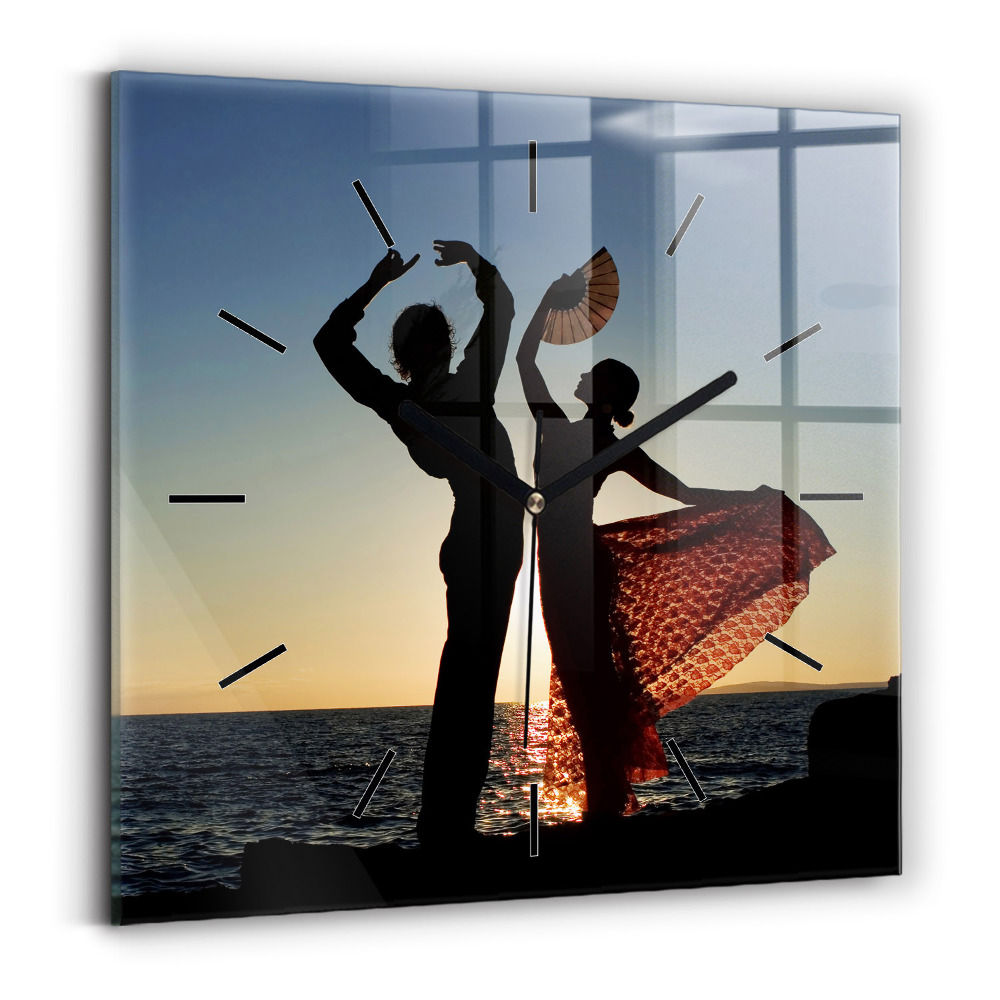 Horloge murale carrée Danse espagnole en mer