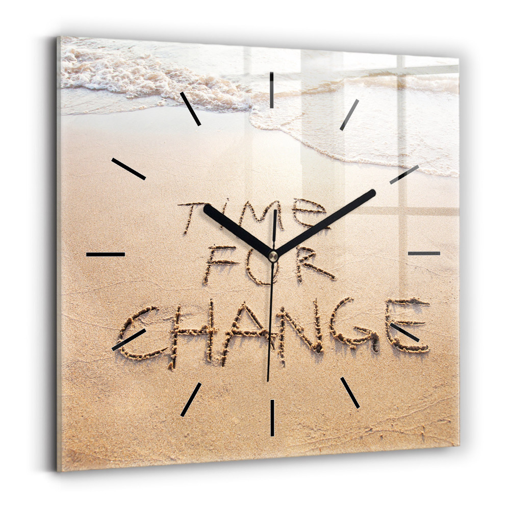Horloge carrée en verre Citation sur la plage