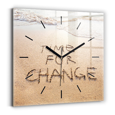 Horloge carrée en verre Citation sur la plage