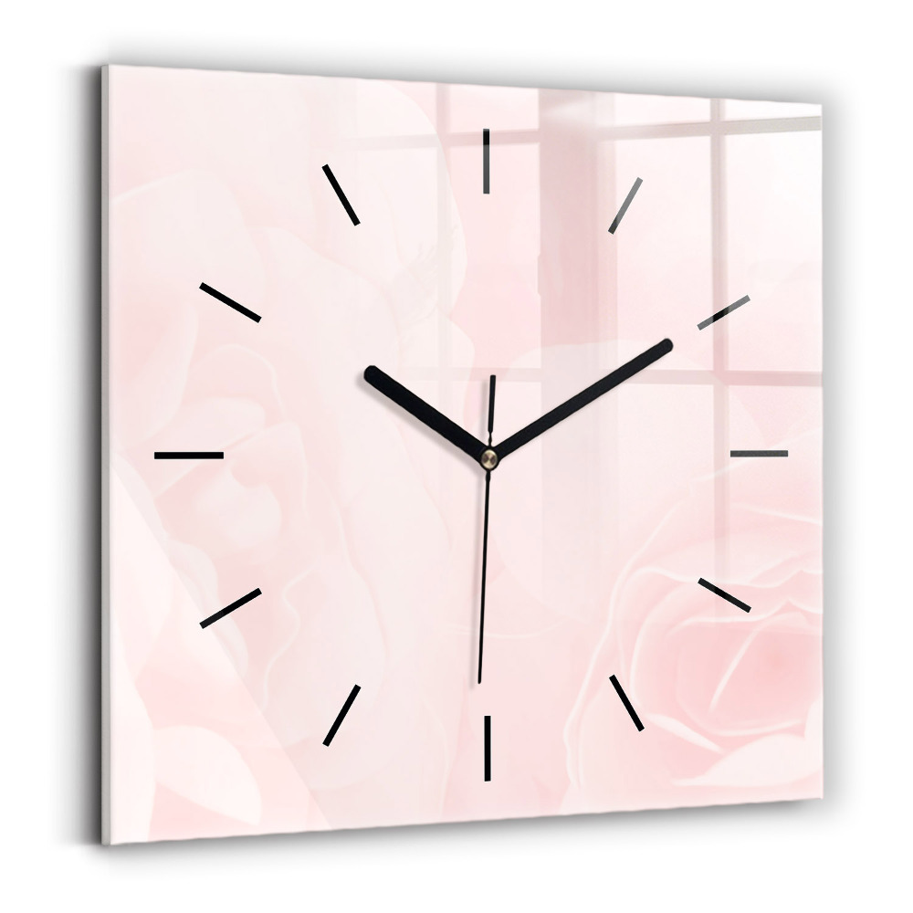 Horloge murale carrée Roses en fleurs