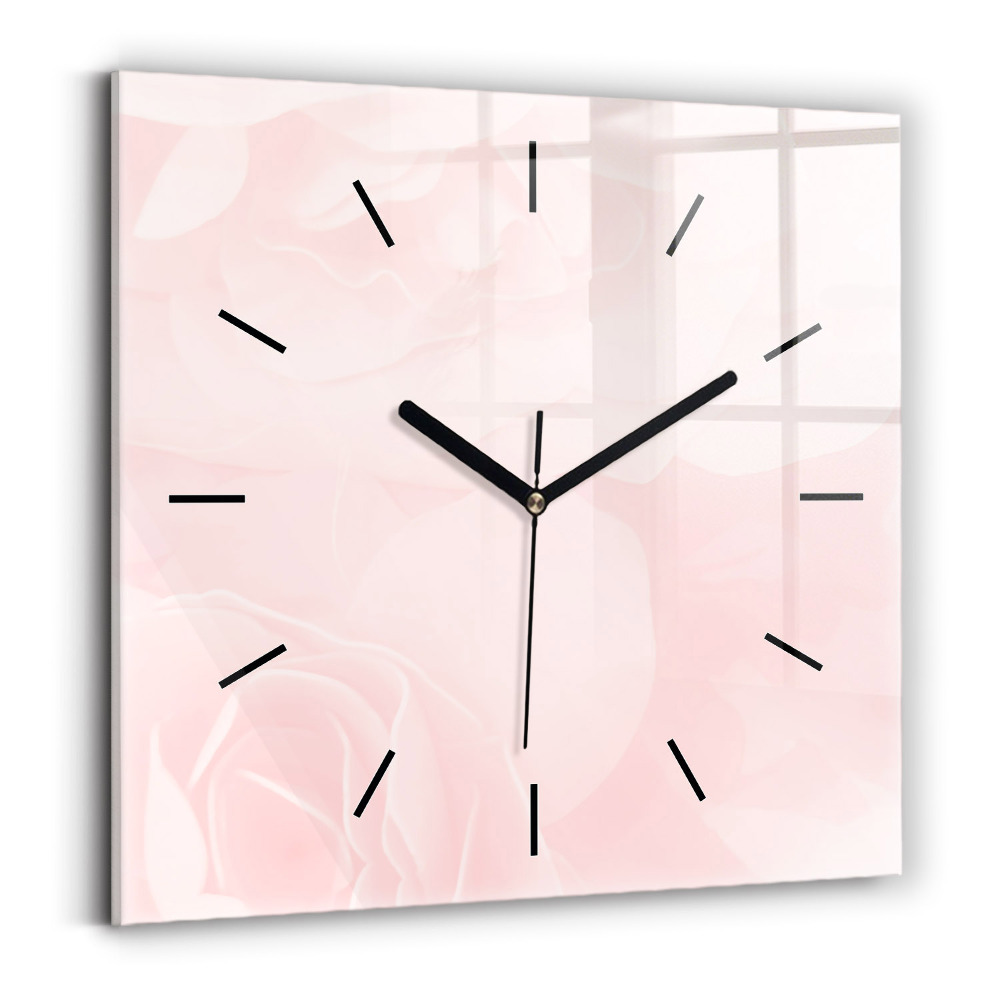 Pendule carrée en verre Roses en fleurs