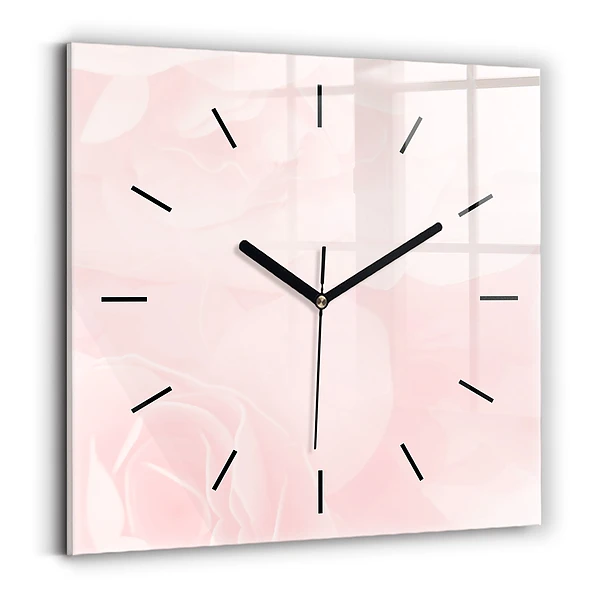 Pendule carrée en verre Roses en fleurs