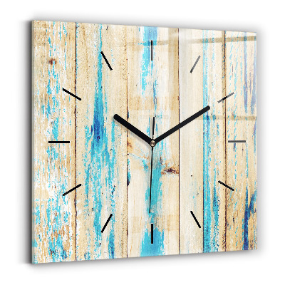 Horloge carrée en verre Bois rayé