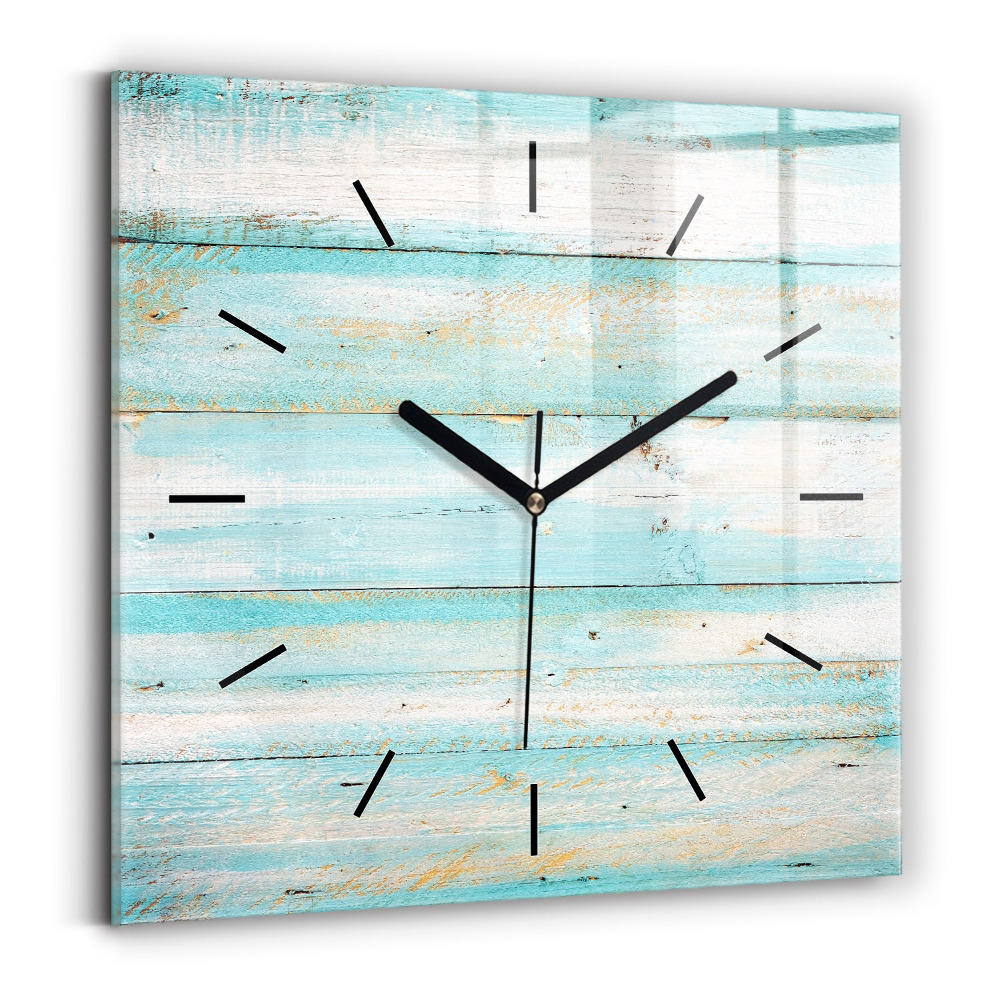 Pendule carrée en verre Planches bleues